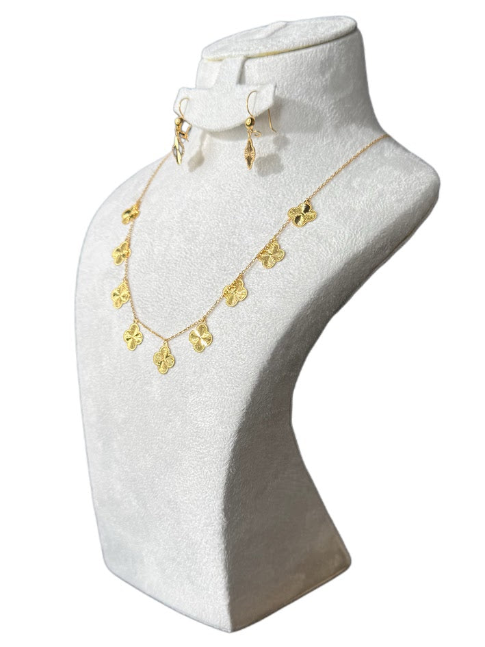 21K Gold Necklace & Earrings 7.48g