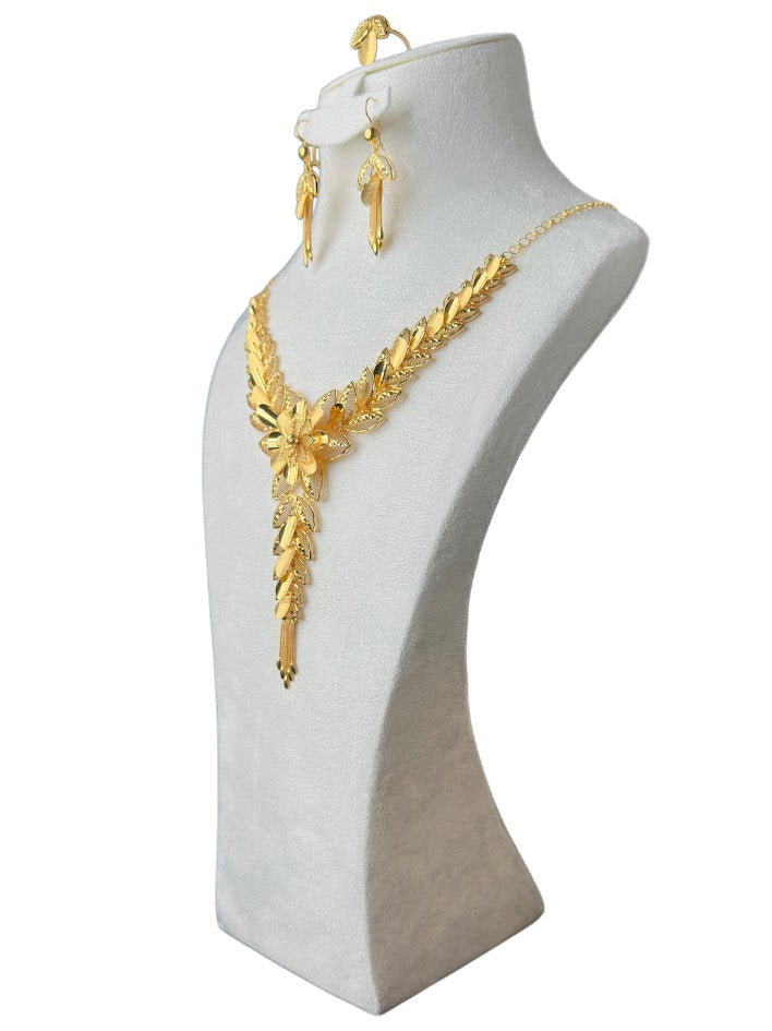 21K Gold Necklace & Ring & Earrings 57.98g