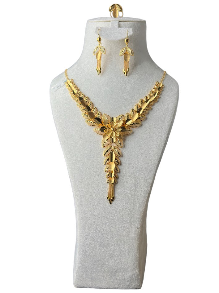 21K Gold Necklace & Ring & Earrings 57.98g