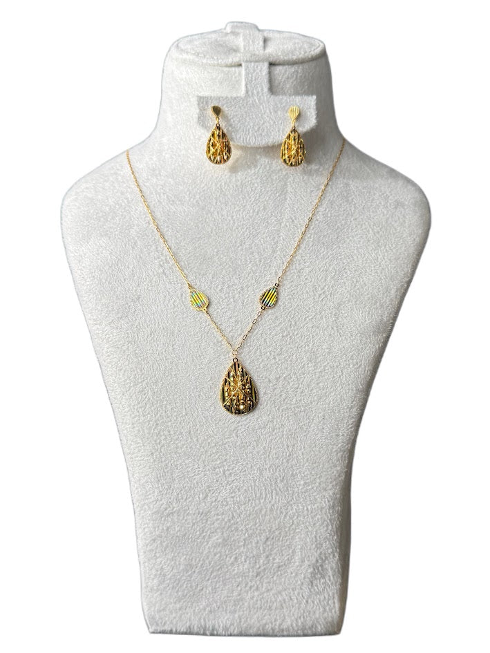 22K Gold Necklace & Earrings 9.45g