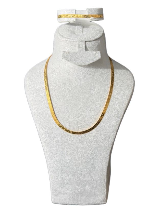 21K Gold Necklace & Ring & Earrings 19.78g