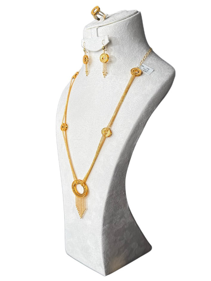 22K Gold Necklace & Ring & Earrings 42.57g