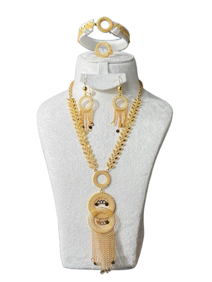 21K Gold Necklace & Ring & Earrings 41.15g