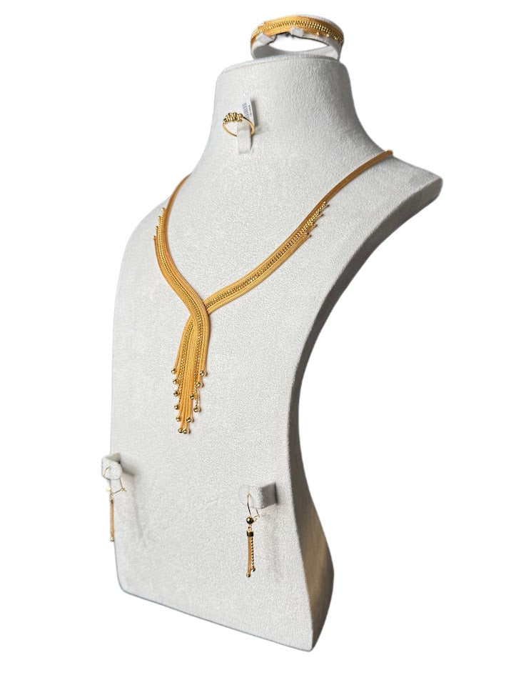 21K Gold Necklace & Ring & Earrings 43.64g