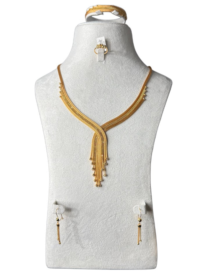 21K Gold Necklace & Ring & Earrings 43.64g