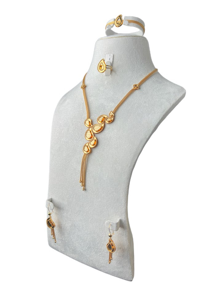 21K Gold Necklace & Ring & Earrings 39.58g