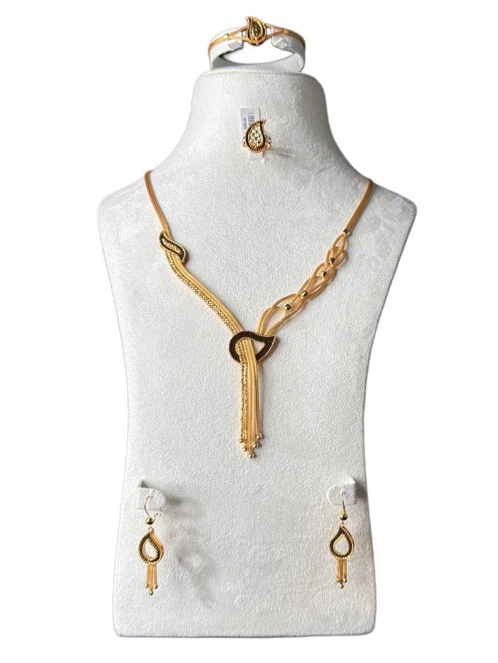 21K Gold Necklace & Ring & Earrings,Bracelet 38.78g