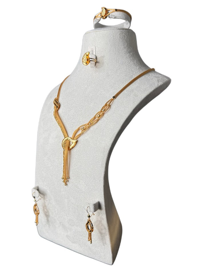 21K Gold Necklace & Ring & Earrings,Bracelet 38.78g