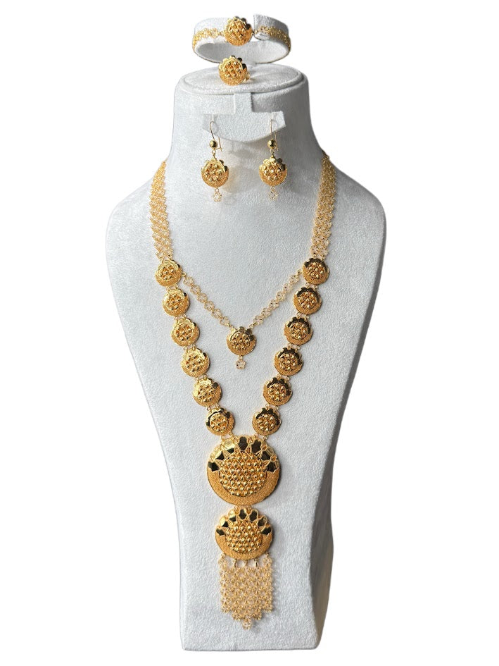 22K Gold Necklace & Ring & Earrings 102.86g