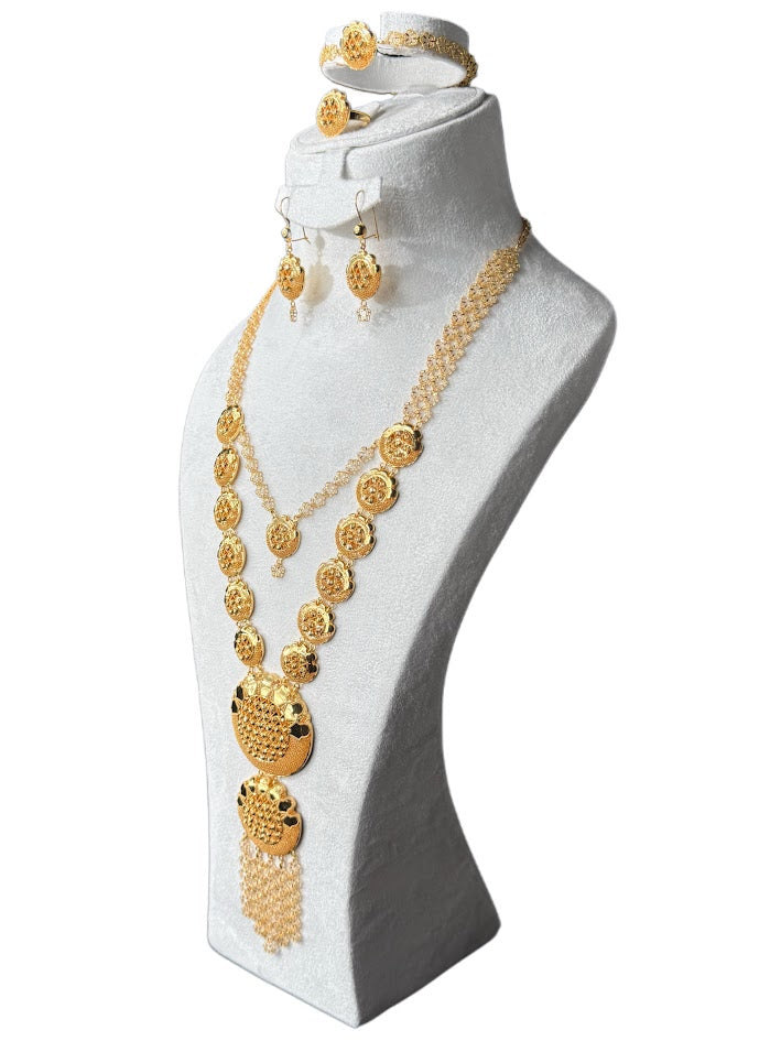 22K Gold Necklace & Ring & Earrings 102.86g