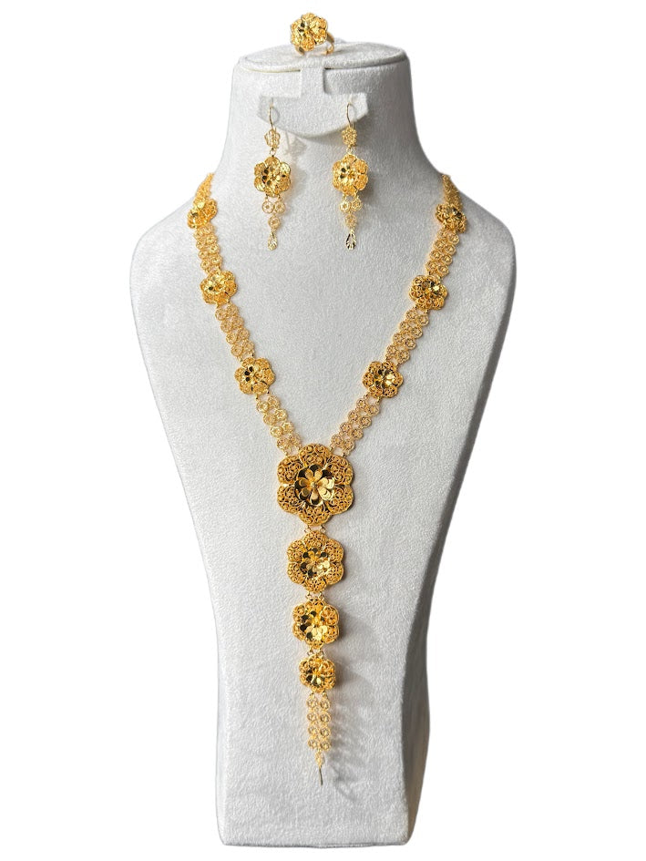 22K Gold Necklace & Ring & Earrings 66.04g