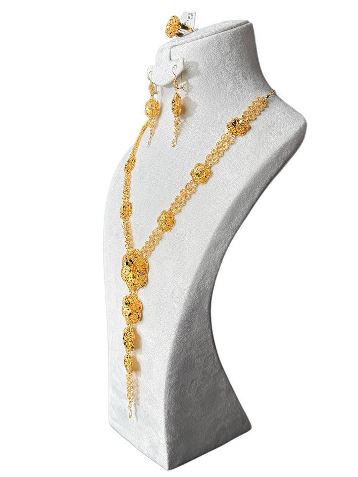 22K Gold Necklace & Ring & Earrings 66.04g