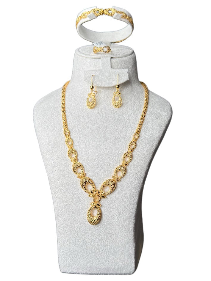 21K Gold Necklace & Ring & Earrings, Bracelet  28.39g