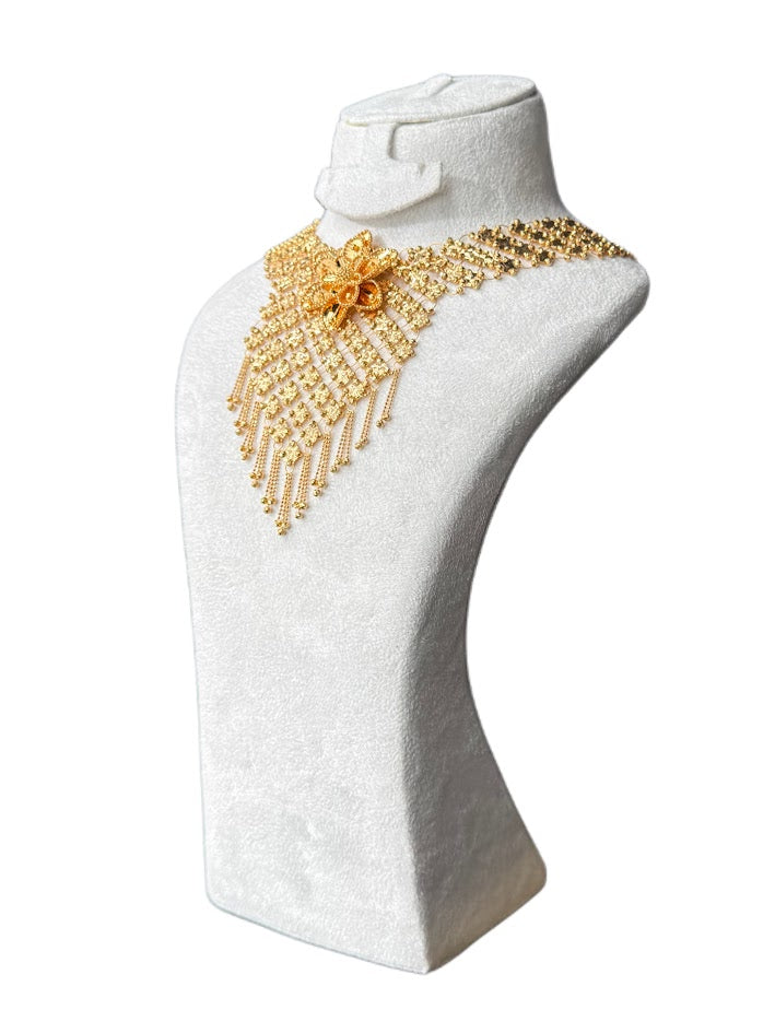 21K Gold Necklace & Ring & Earrings 40.03g