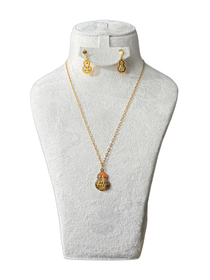 22K Gold Necklace & Earrings 10.75g