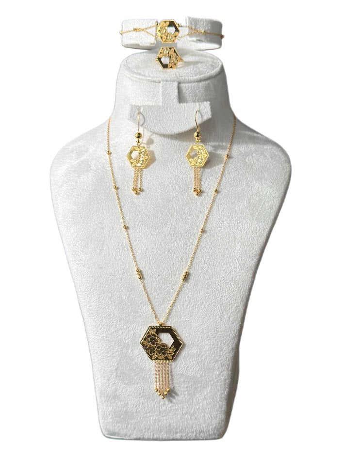 21K Gold Necklace & Ring & Earrings, Bracelet 12.26g