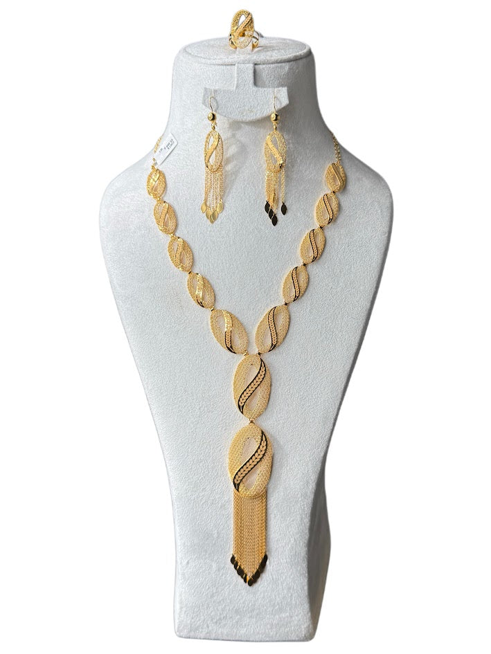 22K Gold Necklace & Ring & Earrings, Bracelet 45.6g