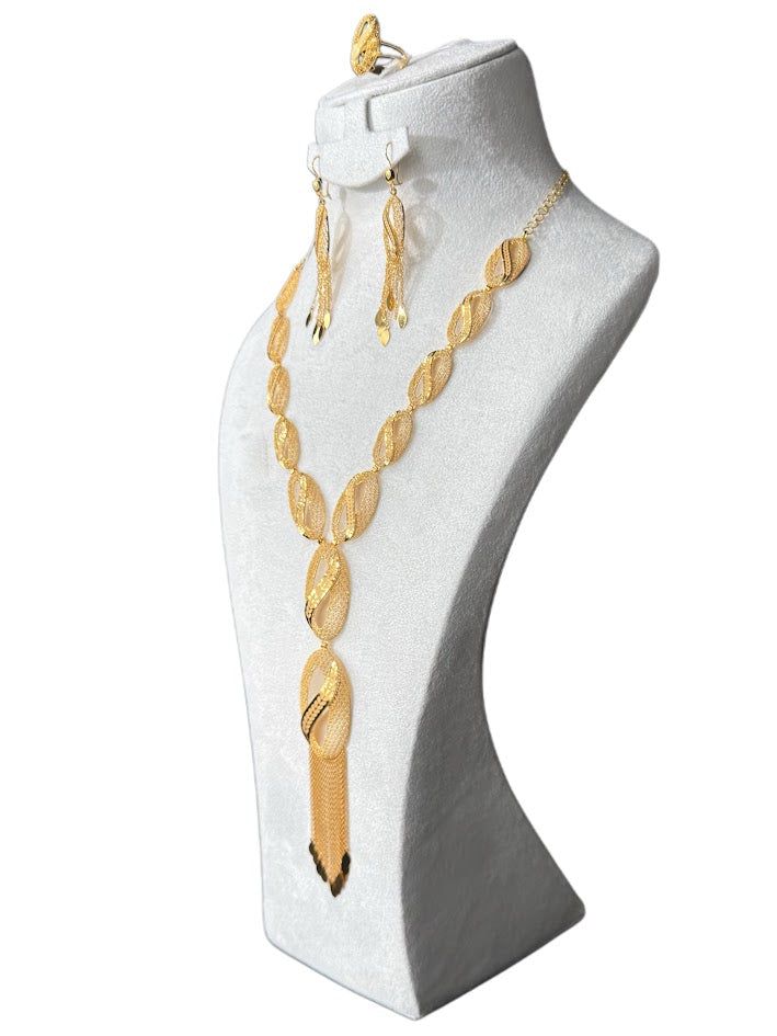 22K Gold Necklace & Ring & Earrings, Bracelet 45.6g