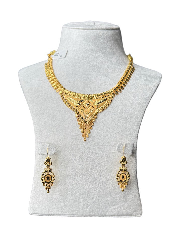 22K Gold Necklace & Ring & Earrings 15.16g