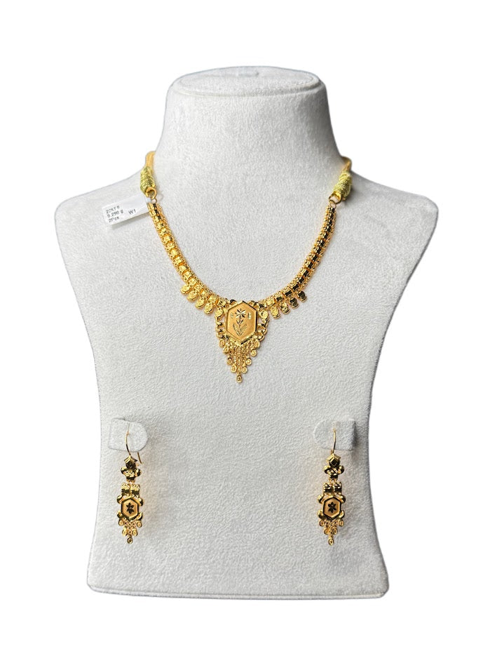 22K Gold Necklace & Earrings 9.29g