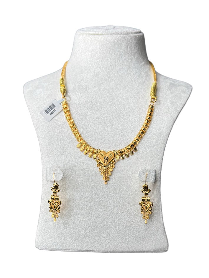 22K Gold Necklace & Earrings 8.75g