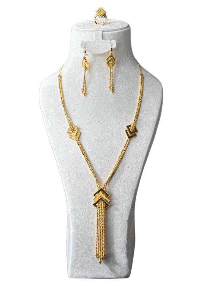 21K Gold Necklace & Ring & Earrings 56.97g