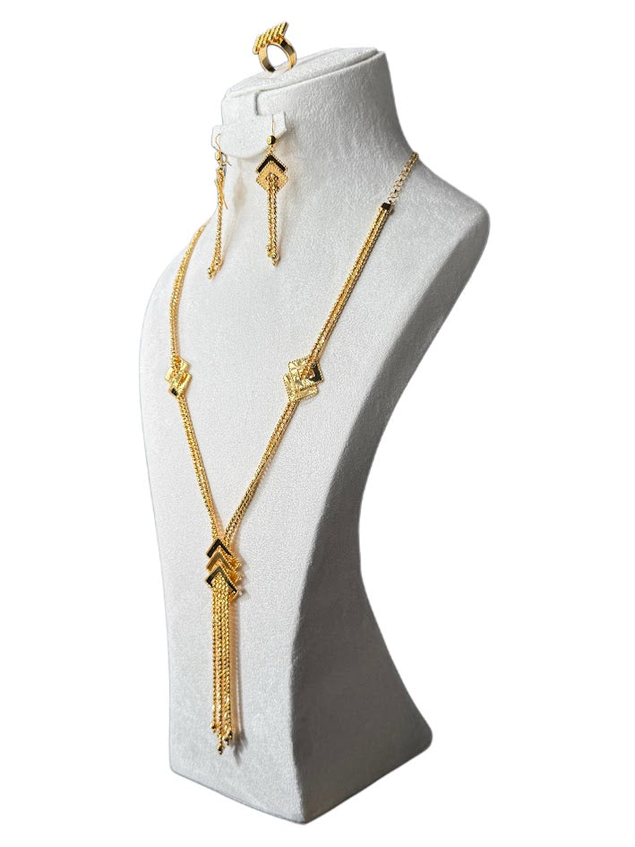 21K Gold Necklace & Ring & Earrings 56.97g