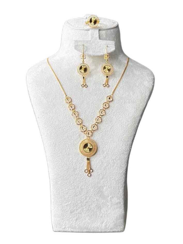 22K Gold Necklace & Ring & Earrings 14.45g