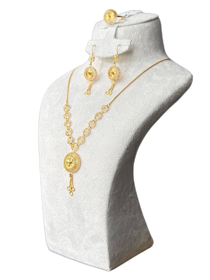 22K Gold Necklace & Ring & Earrings 14.45g