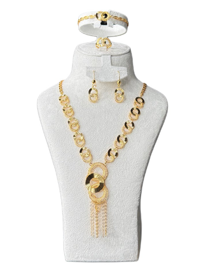 22K Gold Necklace & Ring & Earrings 27.87g