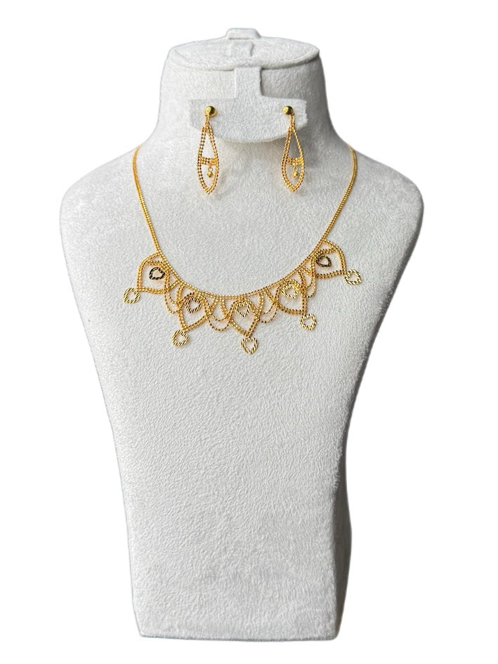 22K Gold Necklace & Ring & Earrings 14.74g