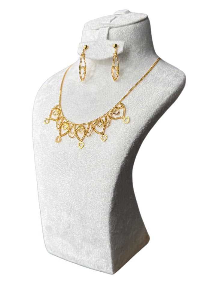 22K Gold Necklace & Ring & Earrings 14.74g