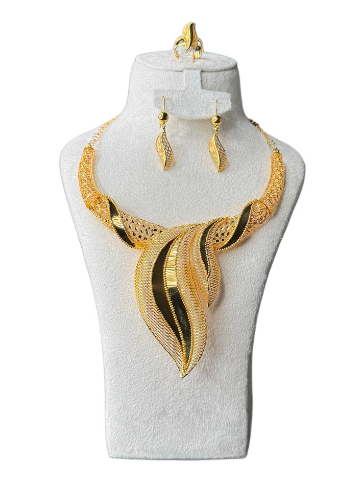 22K Gold Necklace & Ring & Earrings 54.54g