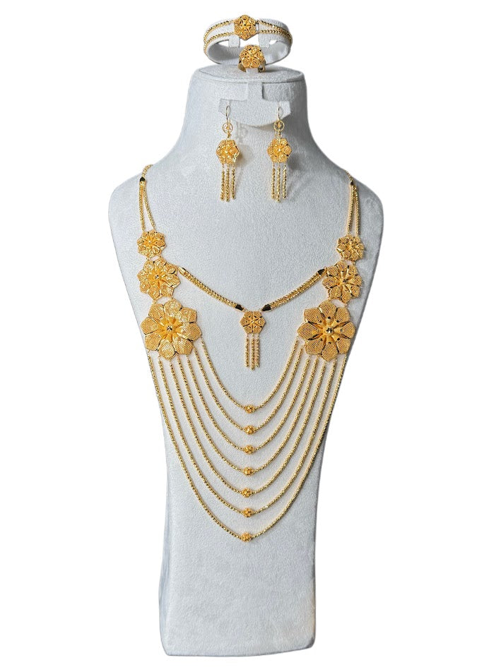 22K Gold Necklace & Ring & Earrings ,Bracelet 89.39g