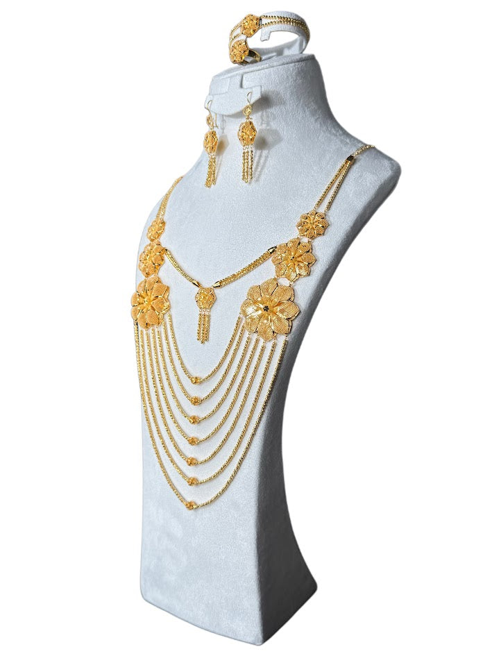 22K Gold Necklace & Ring & Earrings ,Bracelet 89.39g