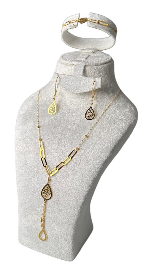 21K Gold Necklace & Bracelet & Earrings 4.4g