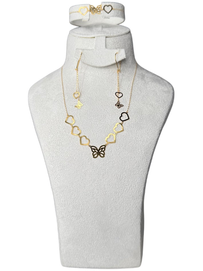 21K Gold Necklace & Bracelet & Earrings 3.8g