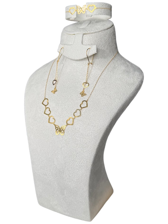 21K Gold Necklace & Bracelet & Earrings 3.8g