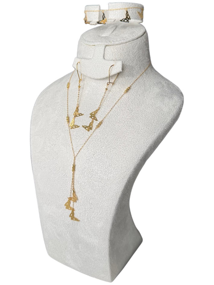 21K Gold Necklace & Bracelet& Earrings 4.69g