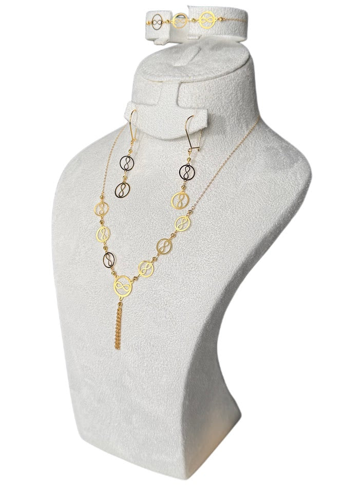 21K Gold Necklace & Bracelet & Earrings 4.44g