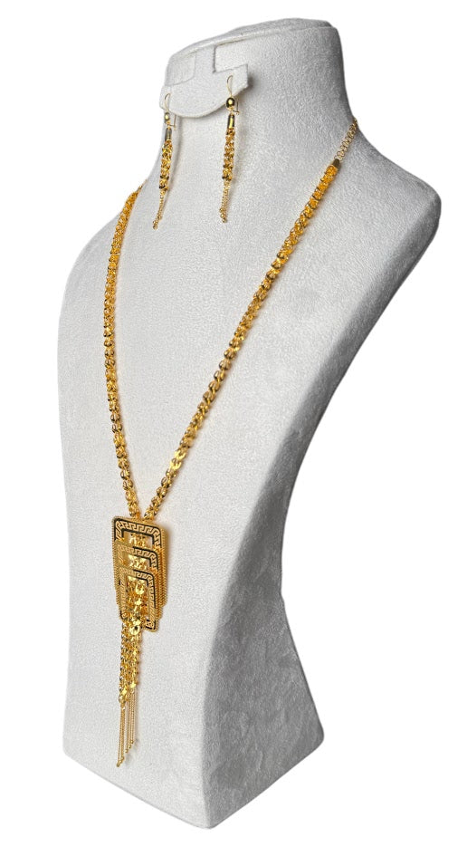 22K Gold Necklace & Earrings 29.49g