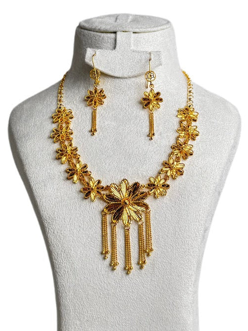 21K Gold Necklace & Bracelet& Earrings 4.69g