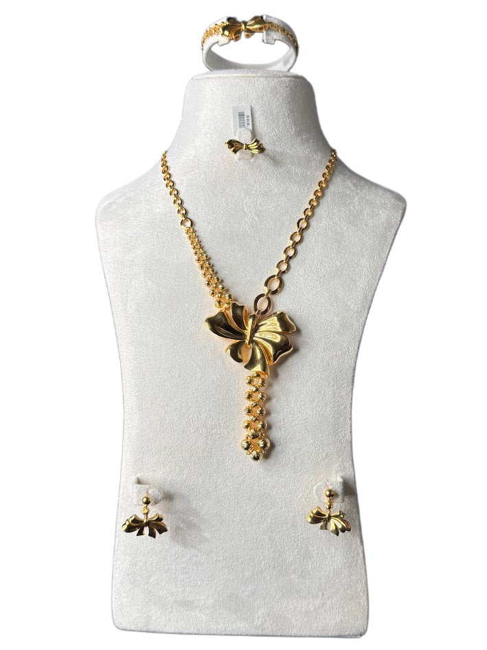 21K Gold Necklace & Ring & Earrings,Bracelet 56.73g