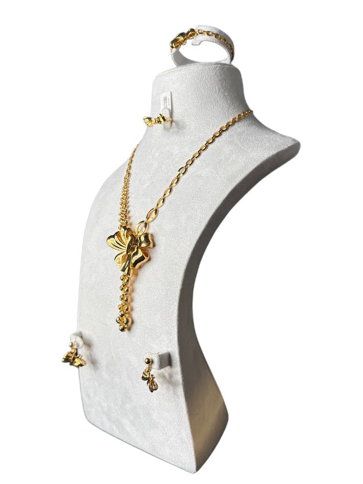 21K Gold Necklace & Ring & Earrings,Bracelet 56.73g