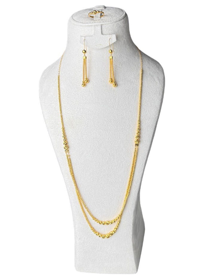 21K Gold Necklace & Ring & Earrings 34.74g