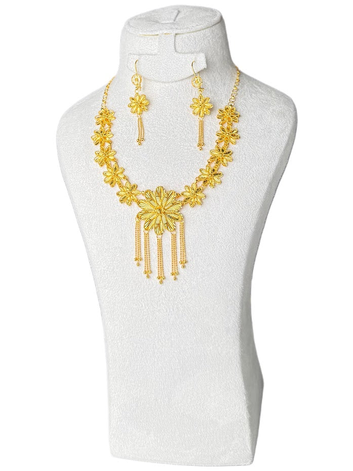22K Gold Necklace & Earrings 33.24g