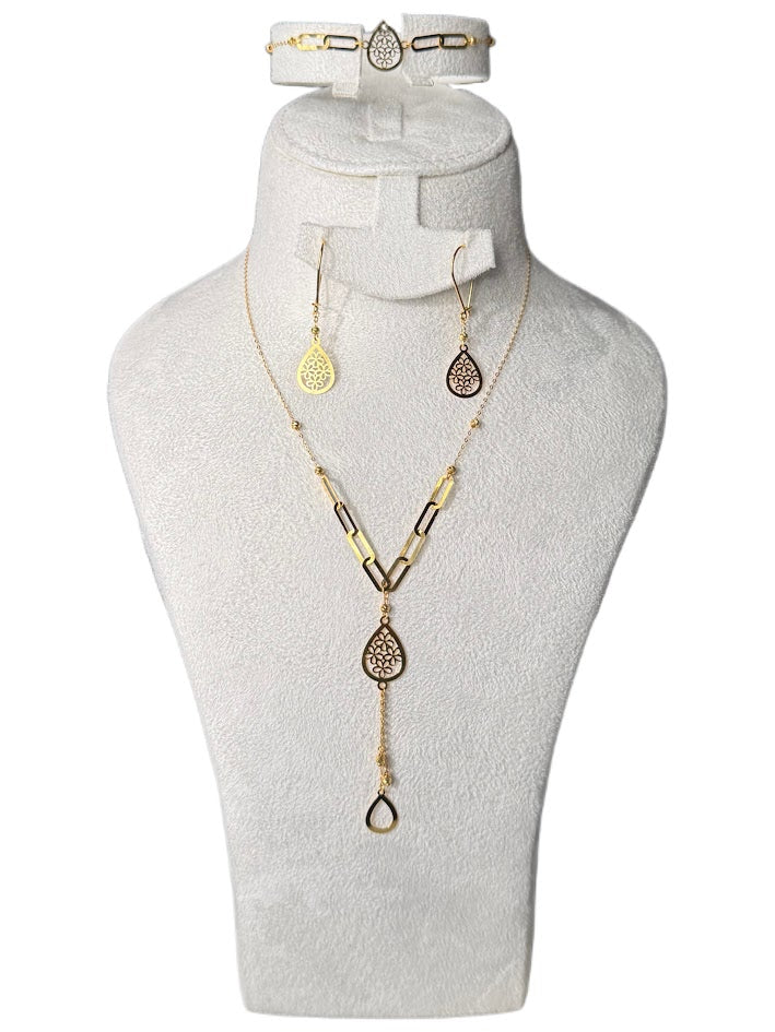 21K Gold Necklace & Ring & Earrings 4.83g