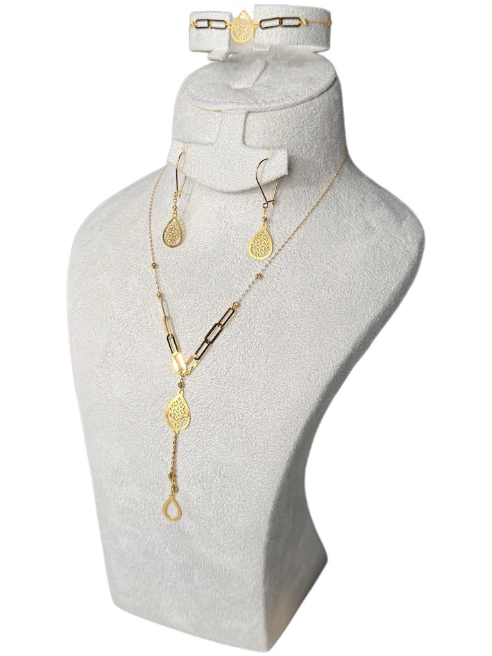21K Gold Necklace & Ring & Earrings 4.83g