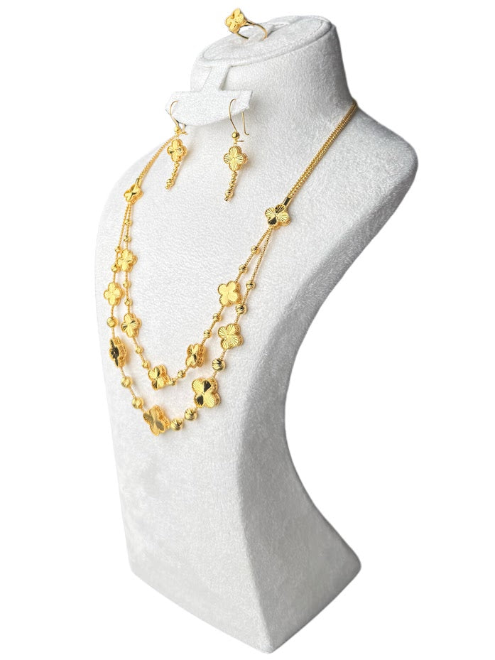 21K Gold Necklace & Ring & Earrings 38.84g
