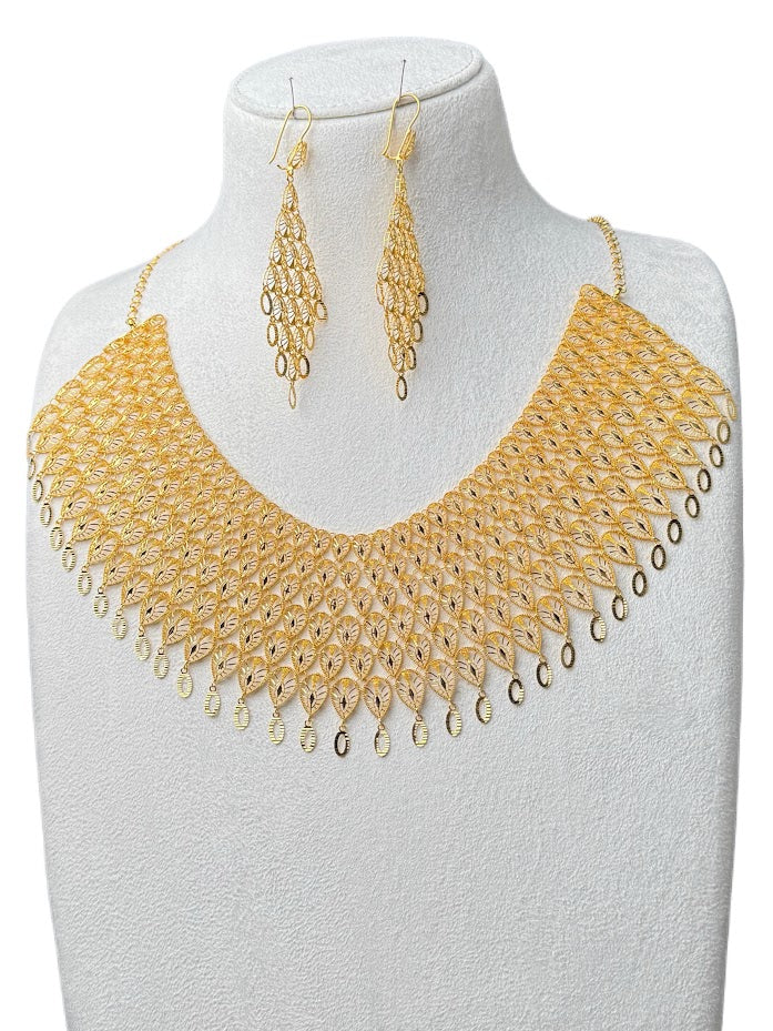 22K Gold Necklace & Earrings 102.25g